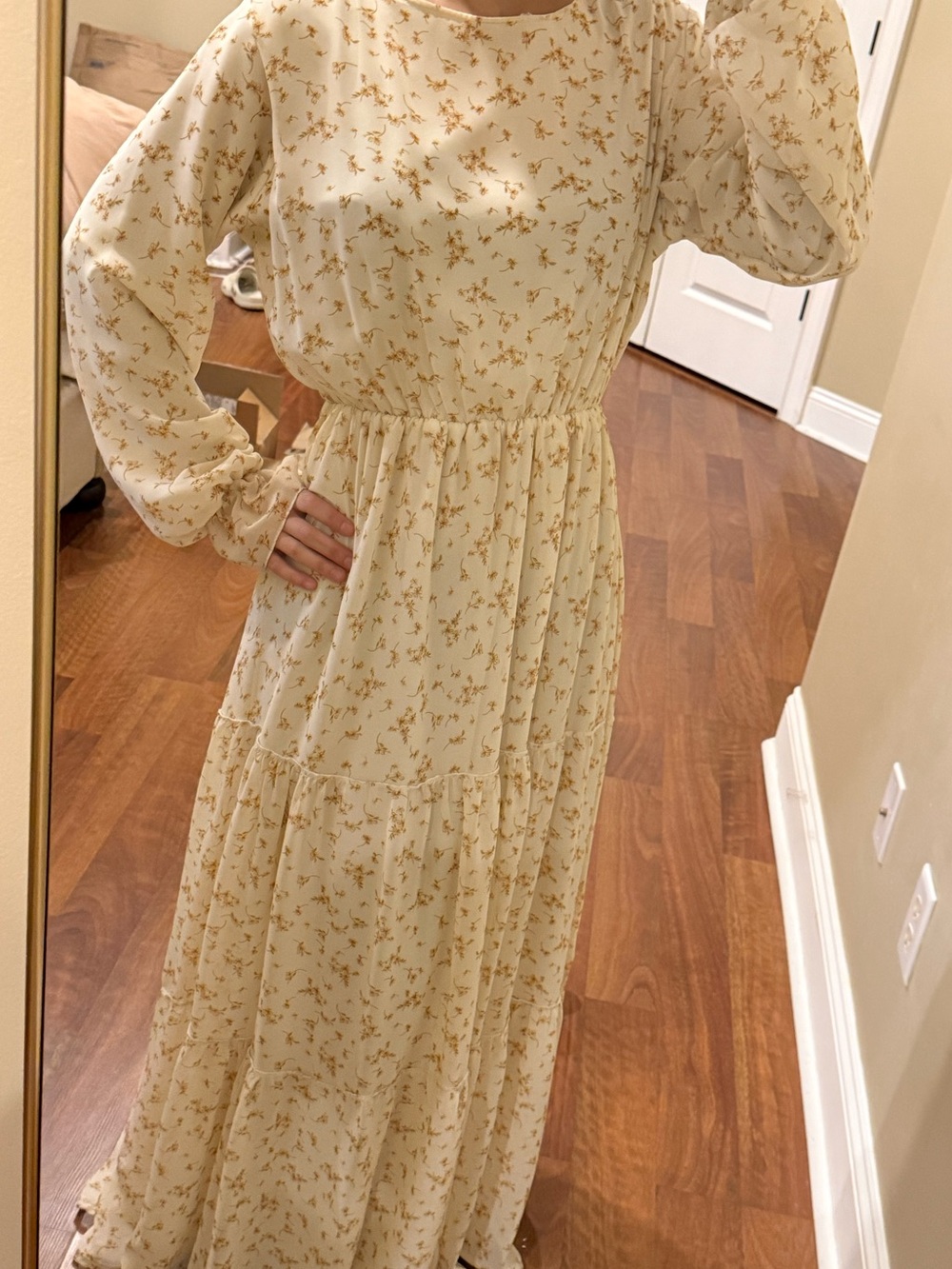 Light Yellow Floral Tiered Maxi Dress